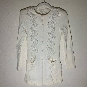 Vintage Jessica McClintock white dress top blouse size 6 max in USA 80s 90s 70s